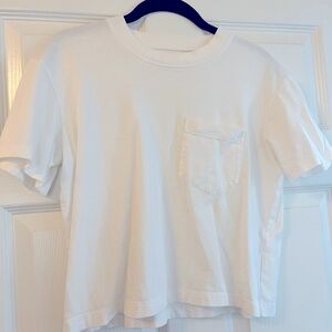 Madewell Cropped Short Sleeve White pocket tee